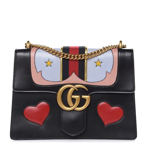 gucci calfskin gg medium web heart marmont shoulder bag black|GG Marmont shoulder bag.